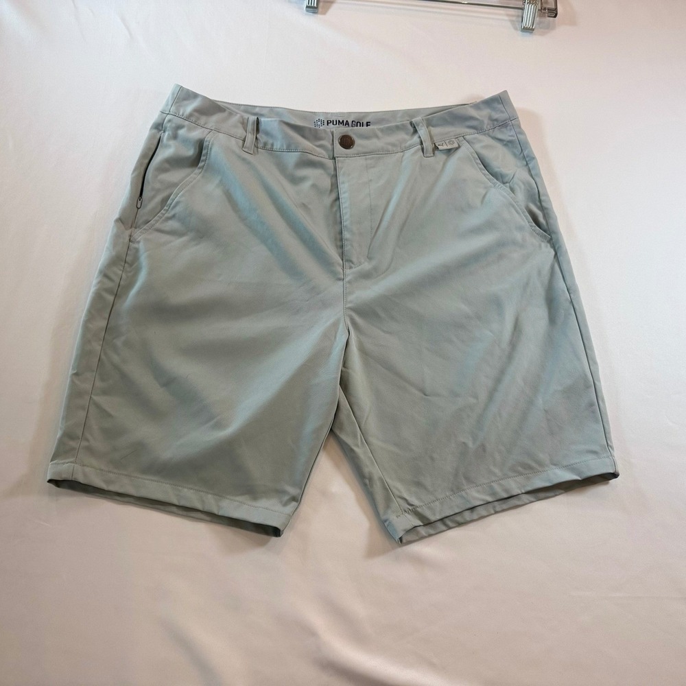 Puma Golf Mens 34 Light Gray Technical Performance Flat Front Golf Shorts
